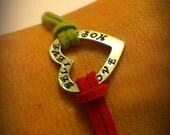 Heart Affirmation Red and Green Suede Bracelet