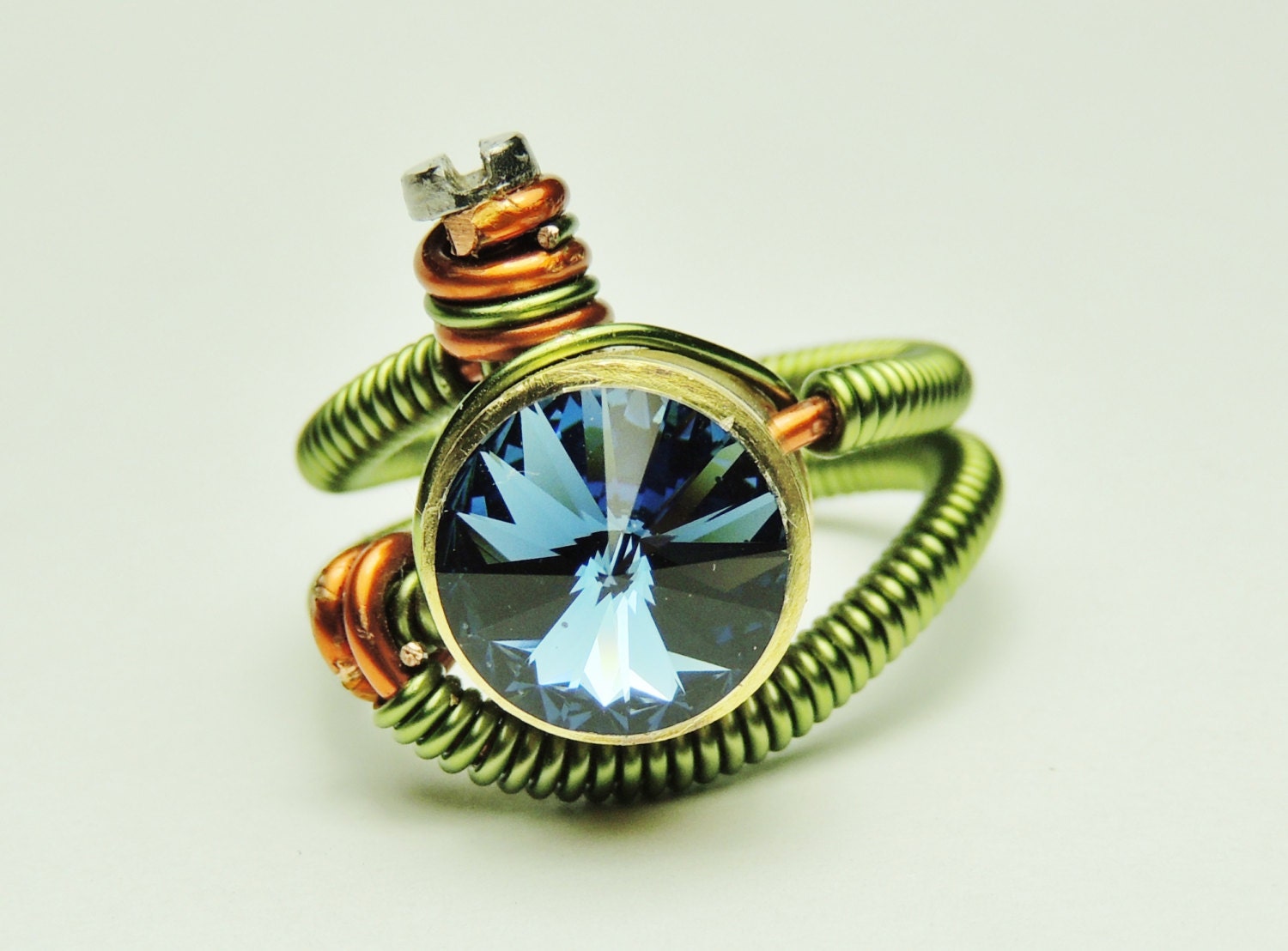 Bullet Casing ring cyberpunk - steampunk jewelry - cathedral  swarovski crystal - steampunk ring by Dereck Maltez