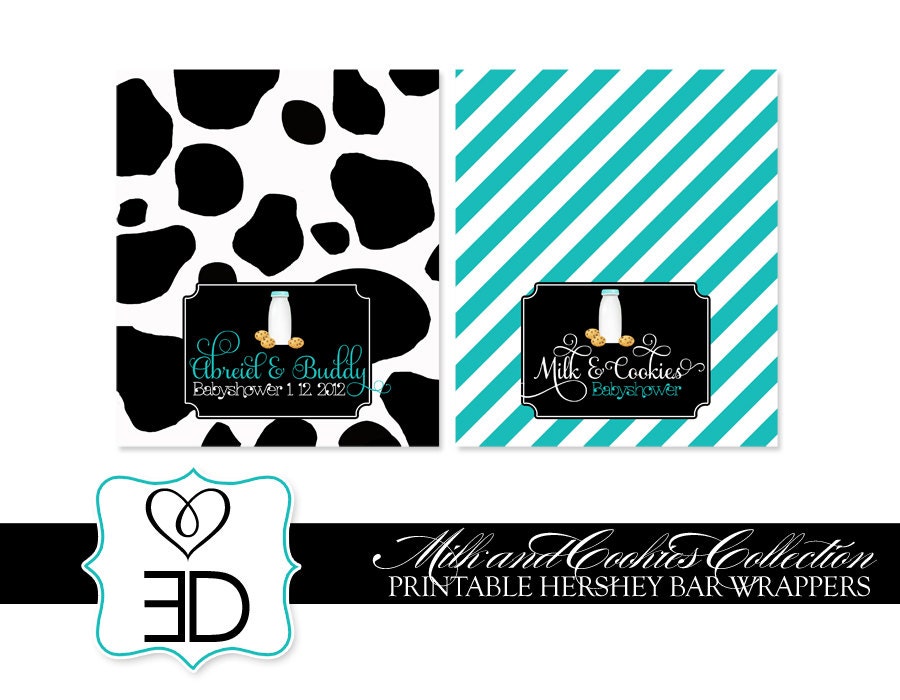 Milk and Cookies Collection - Printable Hershey Bar Wrappers