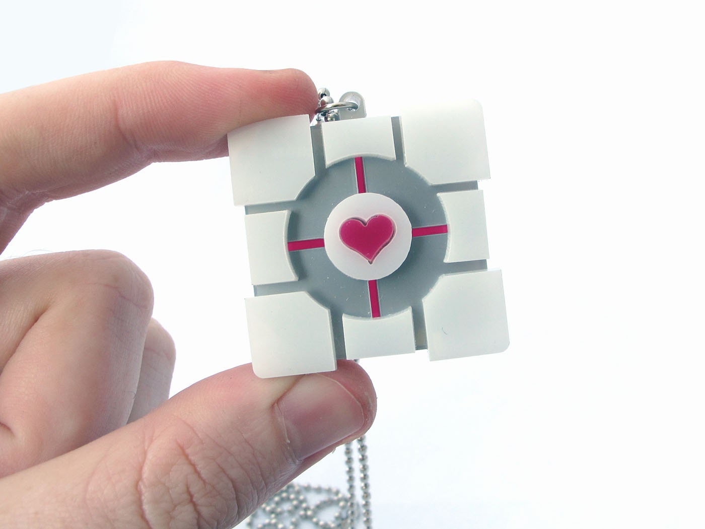 Portal Companion Cube Necklace - Acrylic plastic