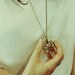 Tree of Life. Vintage Long Neckalce with Czech Glass Maple Leaf and Flower (VNL-04)