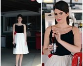 the lorelle 50s prom dress party dress formal dress in black and white with rhinestone straps xs xxs petite small