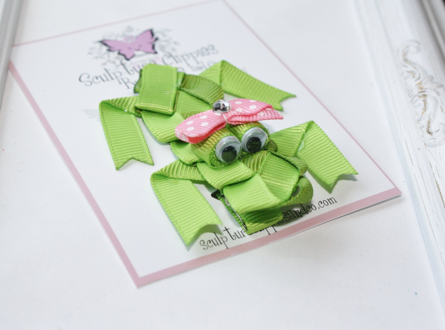 Gator Crocodile Sculpture Ribbon Bow. Alligator Hairbow. Free Ship Promo