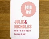 Fun Save the Date - 'Speech Bubble' Design - One Sample