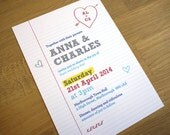 Wedding Invitation - 'School Notebook' Design - One Sample