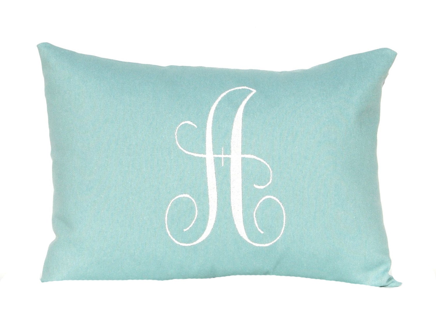 Monogrammed Pillow Cover Letter Pillow Solid Village Blue Pillow Embroidered Initial Monogram 12 x 16 Personalized Gift  Baby Wedding