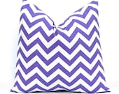 Chevron Pillows Decorative Throw Pillow Covers NEW 18 x 18 Thistle Purple on White Slub Zig Zag by Premier Prints