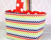 NEW Easter Basket Fabric Storage Container Bin-  In Blue Red Dress up Days Chevron