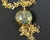 Embellished Matte Gold Chain Handmade Glass Pendant