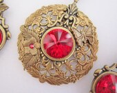 HANDMADE RED NECKLACE  Siam  Swarovski  Crystal  Necklace Set