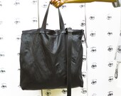 black leather adjustable shoulder bag - double handles - made in italy - ss2013