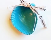 Seashell Christmas ornament, hand painted clamshell, coastal home decor for the holidays