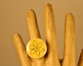 Atomic Ring - Recycled Game Piece - Vintage Science Book Illustration