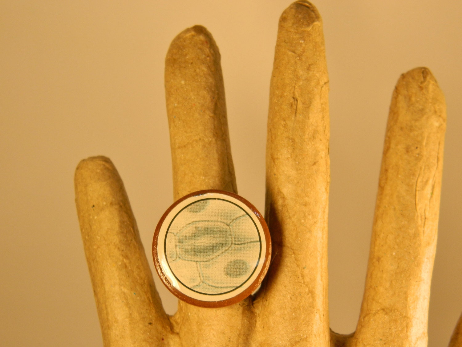 Cell Ring - Recycled Game Piece - Vintage Science Illustration