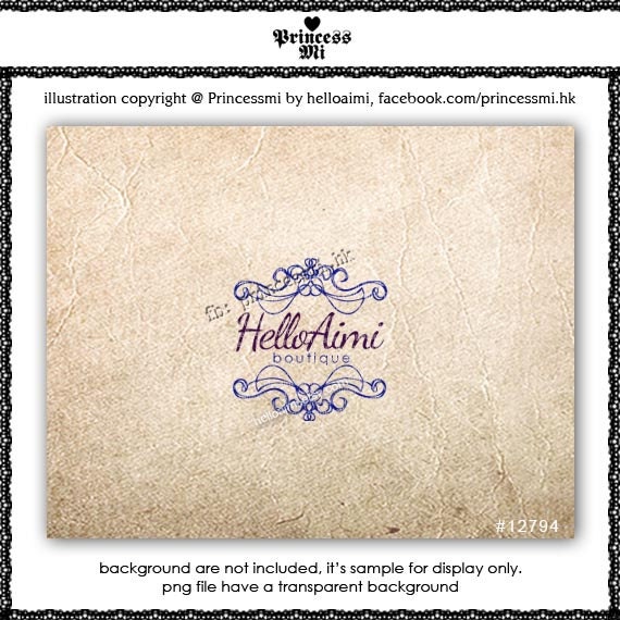 Custom Premade Logo Design - Damask illustration photography logo business boutique logo design by princess mi logo1279-4