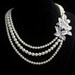 Pearl Bridal Necklace, Vintage Style Crystal Bridal necklace,  Wedding Necklace,  Wedding Jewelry, Wedding Necklace, Bride Jewlery LEXI