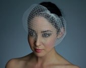 Double Layer Tulle and French/Russian Net Mini Birdcage Veil in Ivory White Champagne or Black - READY TO SHIP in 1 week