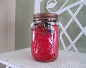 Fireball Cinnamon. Triple Scented Mason Jar Container Candle. Spicy. Cinnamon Scented, Handmade.