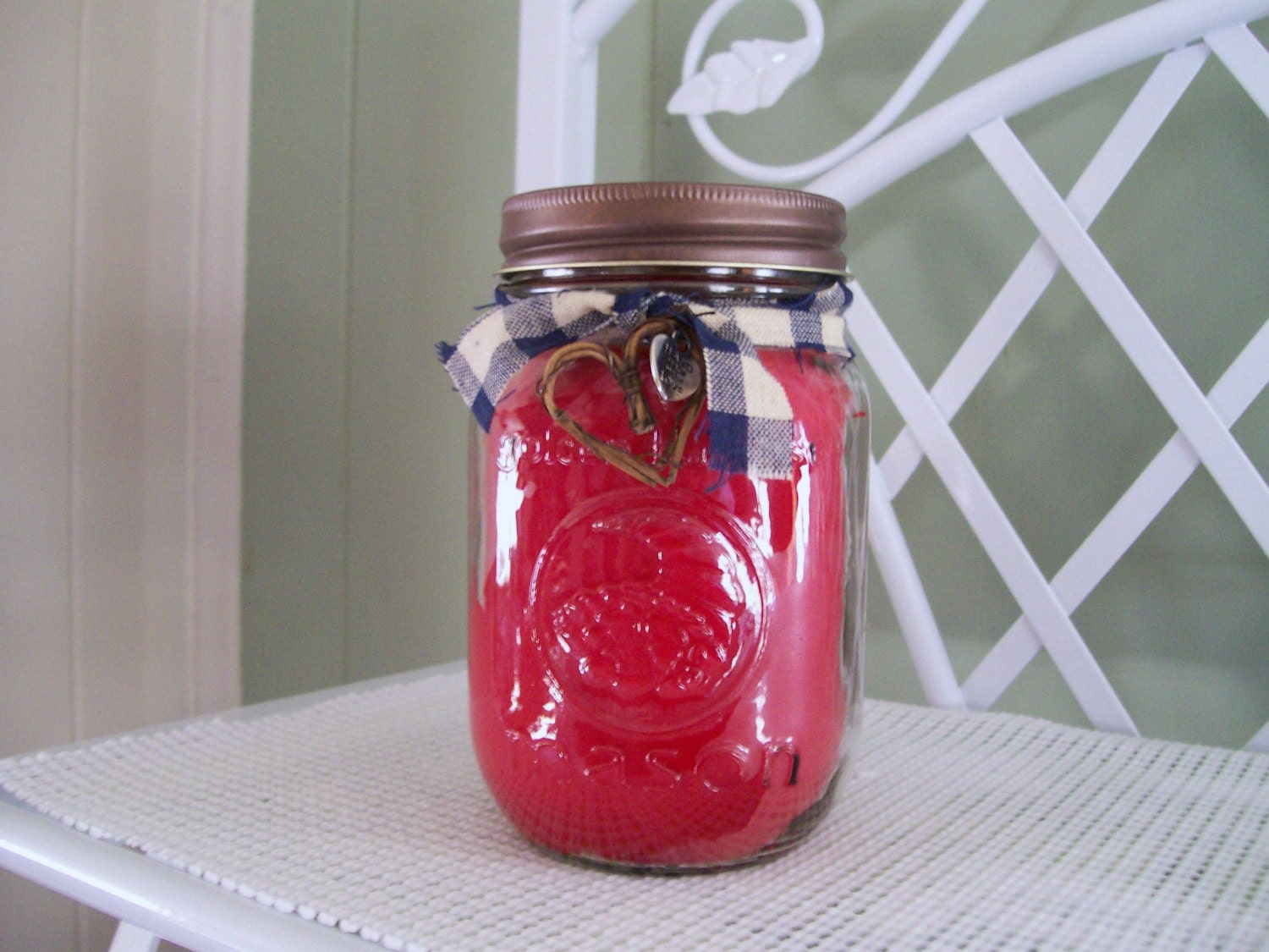 Strawberry Shortcake Mason Jar Container Candles, Handmade, Triple Scented. 16 oz