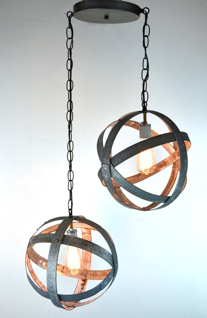 Double Small Wine Barrel Ring Hanging Lantern - double cross pattern 100% RECYCLED