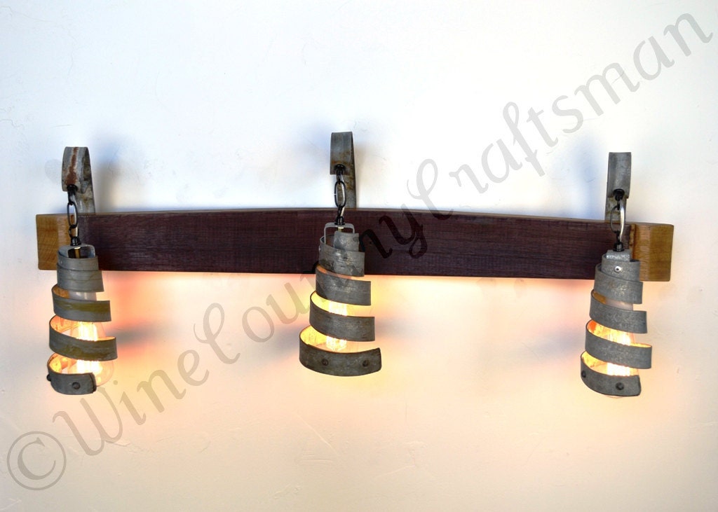 Wine Barrel Bath / Vanity Pendant Light -3 -100% RECYCLED from Napa Wine Barrels