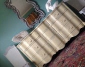 Vintage French Provincial Dresser and Mirror Butter Yellow White Dove Gray Distressed