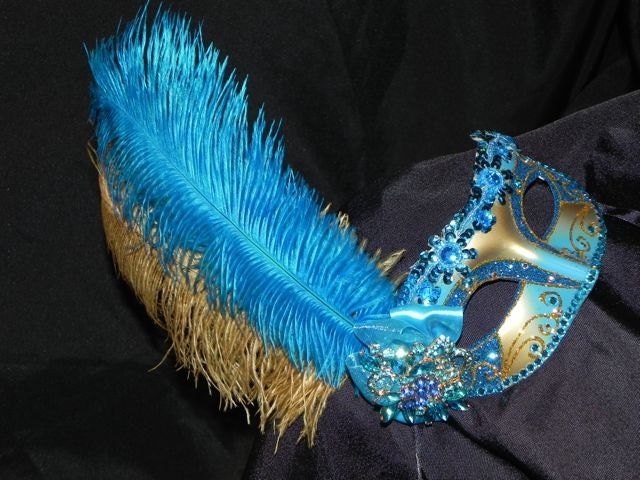 Turquoise and Gold Venetian Mask