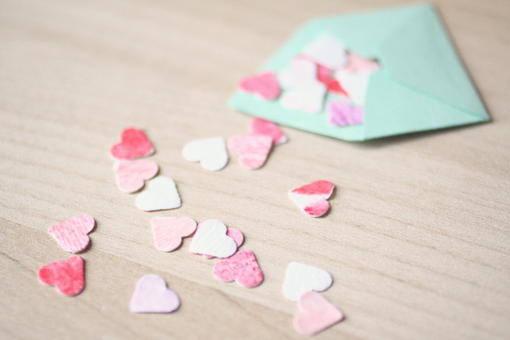Hello, I Love You Watercolor-Painted Confetti in Mini Envelope. Perfect for Anniversaries, Wedding Favors, Parties, Miniature play, and more