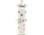 Vintage ceramic starburst jar - white storage jar, urn