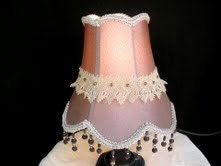 LAMP SHADE - vintage lampshade, in antique lihgt purple fabric with vintage lace. Housewares chic, romantic , handmade
