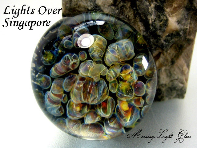 Light over Singapor Lampwork Glass Cabochon Focal Bead, SRA, CL95