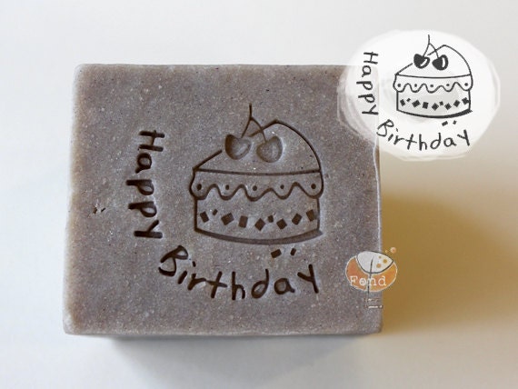 Happy Birthday with Cake / Acrylic Soap Stamps ( Soap Republic )