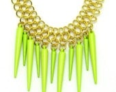 Neon Green Spike Necklace - Punk Rock Jewelry - Trendy Jewelry - Sassy Necklace - Summer Colors