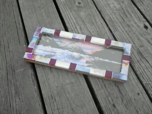 glass tile mosaic picture frame --- holds a 4x11.5 photo