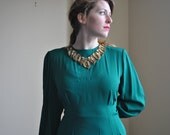 Maxi Green Goddess Dress - 80s Emerald Green Dress - Large Goddess Dress