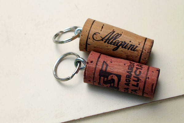 Wine Cork Key chains - colored pastel cork keychains