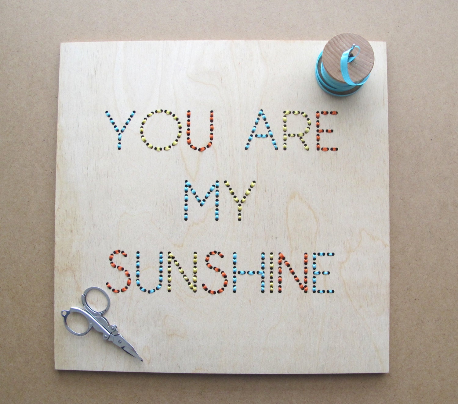 you are my sunshine -  laser cut and embroidered wall art