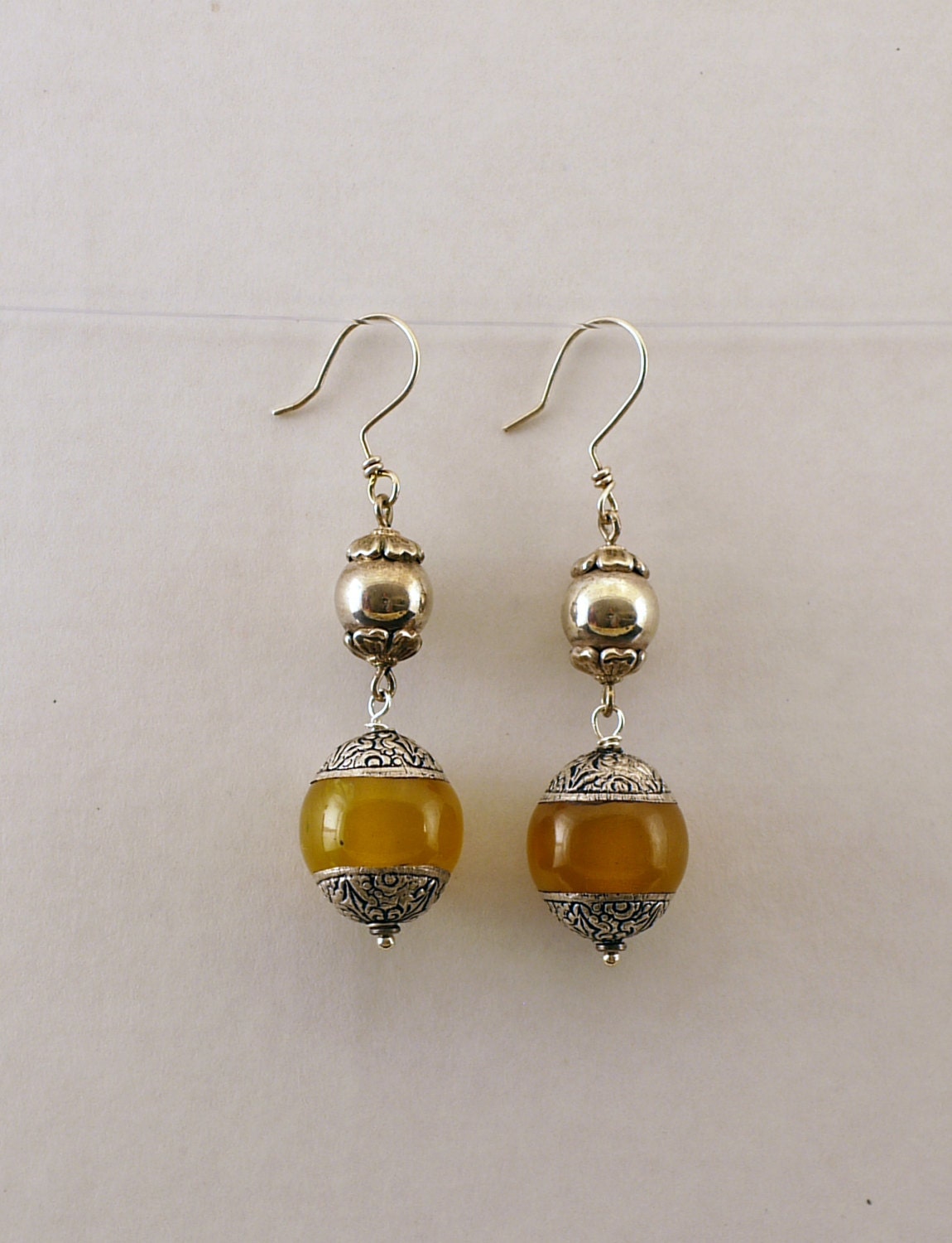 Amber Delight Silver Earrings