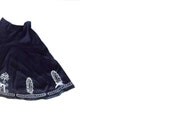 Vintage Circle Skirt. Embroidery hemline. Bohemian Chic. Black white. Size 16