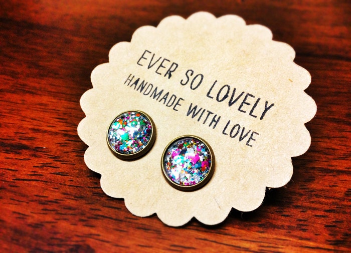 ON SALE - metallic stardust earrings - pink confetti earrings - nickel free - summer nights and starry skies - handmade