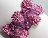 Pink and Purple Peyote Stitched Bubble Bracelet Swarovski Crystal Rose Accented Beadweaving Statement Bracelet