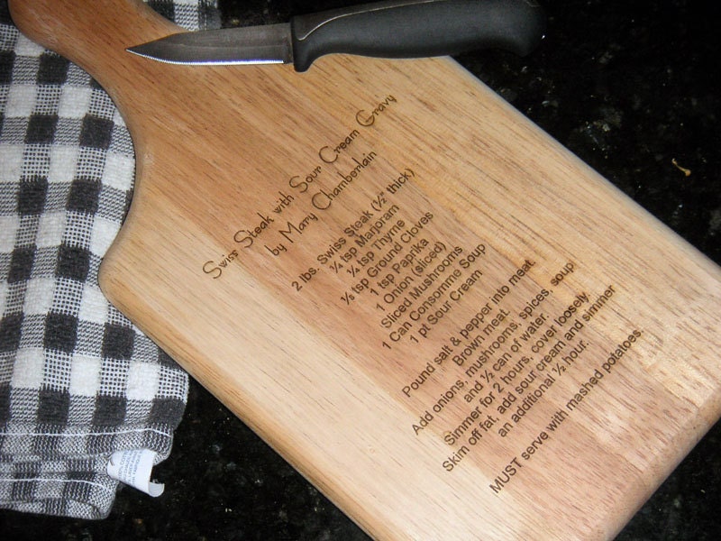 Recipe Cutting Board Paddle Style typeset or by artZengraving