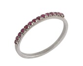 Thin Channel Stacked Ruby Wedding Ring in 14k White Gold
