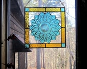 Celebrate Spring ELEGANT Wedding Gift aqua plate suncatcher stained glass window treatment