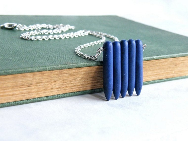 CLEARANCE - all must go, Midnight Blue Howlite Necklace Spike Necklace Sticks Necklace Gemstone Jewelry Spring Fashion Beadwork Necklace