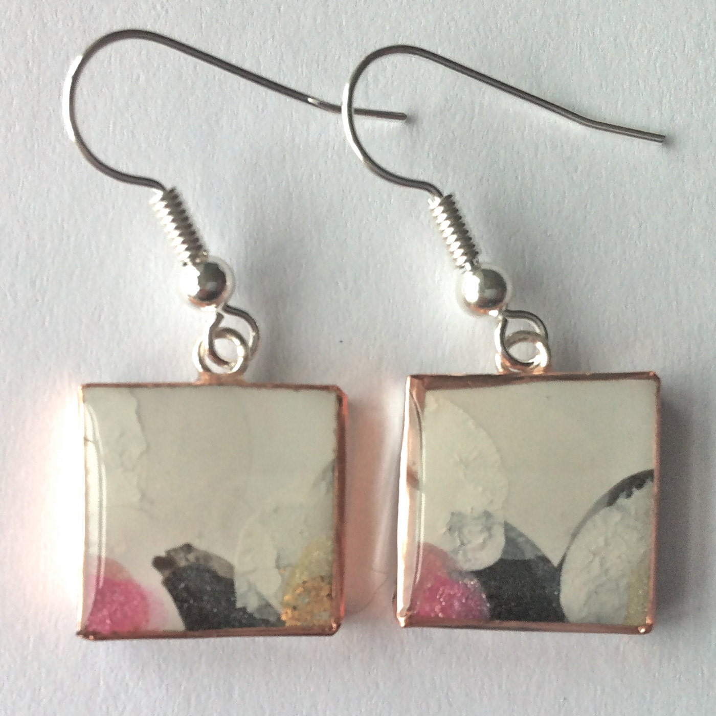 papier mache and resin earrings - 001