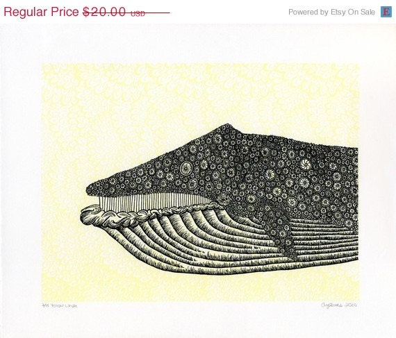 SUMMER FUN SALE Nautical Whale Screenprint 8x10
