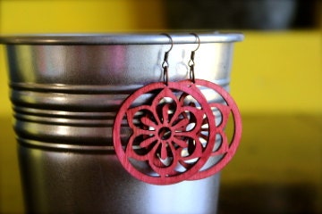 Pink filigree earrings flower