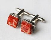 Gift for him coral organic stone cufflinks cuff links unisex woman and men Retro vintage