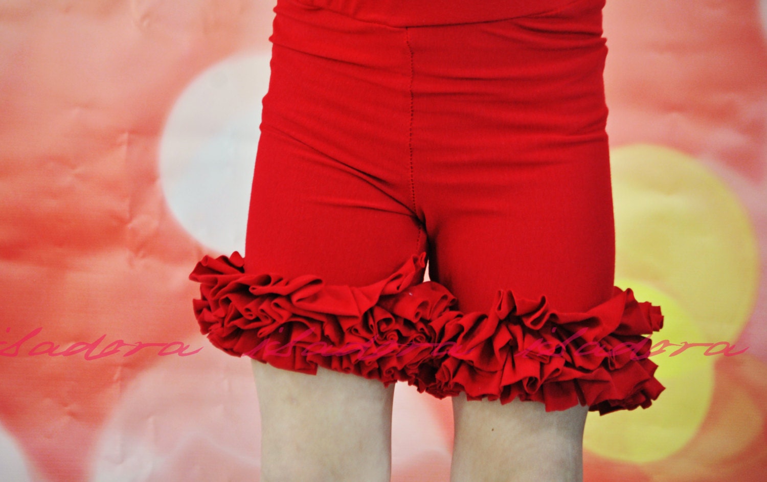 Girls Ruffle Shorts in Red